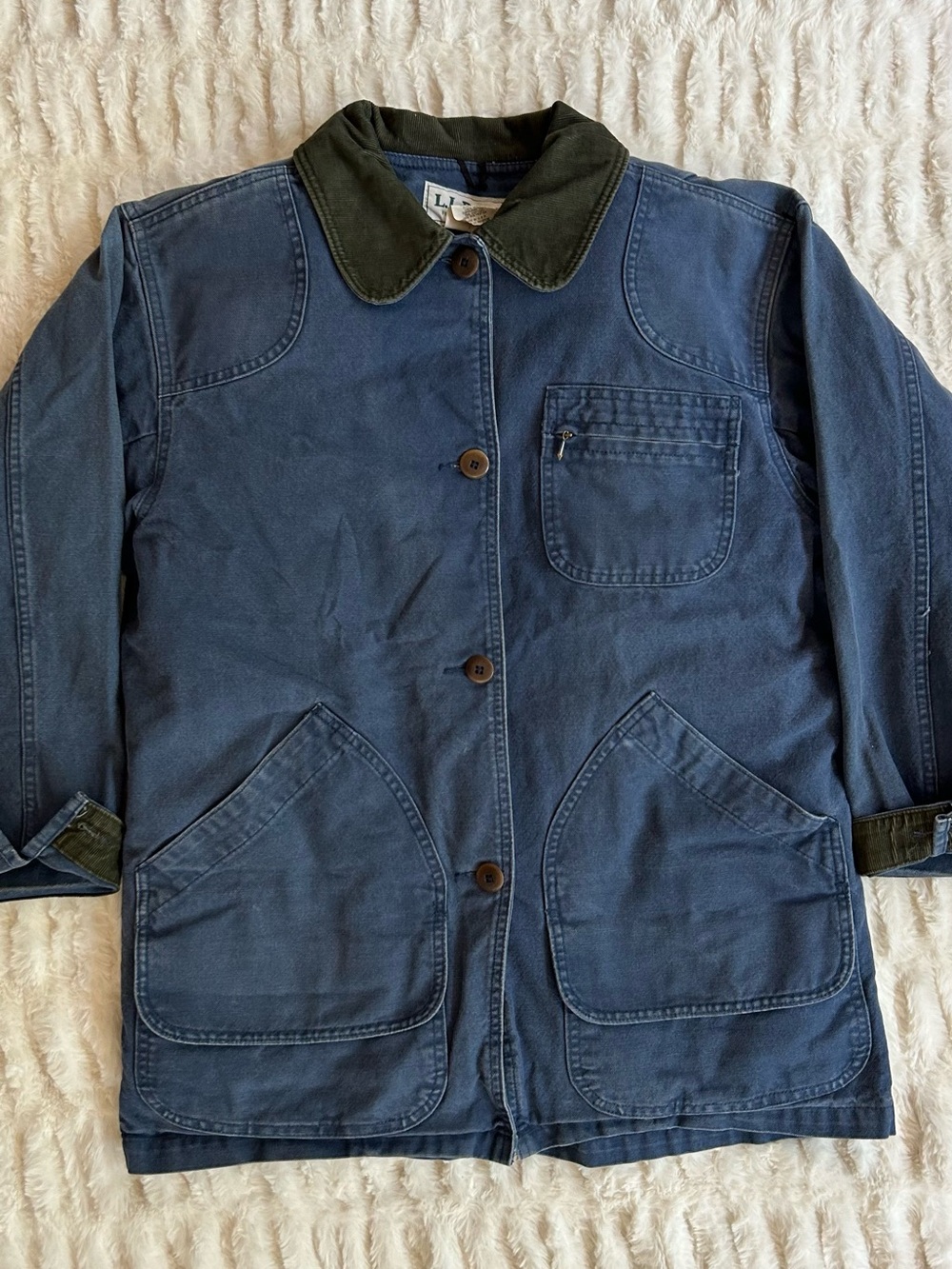 Made in USA LL Bean Vintage Chore Coat Barn Jacket Blue Womens M
